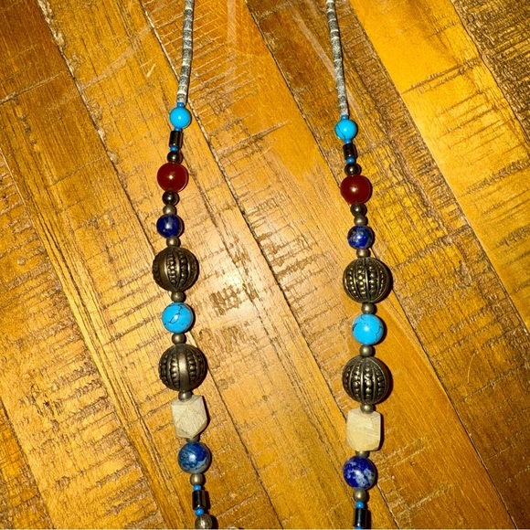 Vintage bohemian tribal lapis lazuli beaded necklace - Picture 4 of 6